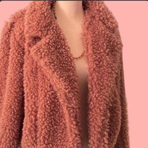 🐑💕Hem & Thread Blush Faux Shearling Teddy Jacket- Penny Lane Vibes- Satin Lined